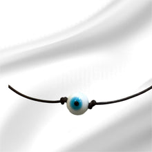Load image into Gallery viewer, Women’s Evil eye on genuine hand rolled leather adjustable necklace
