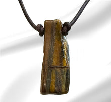 Load image into Gallery viewer, Women&#39;s Tiger&#39;s eye on genuine hand rolled leather adjustable necklace
