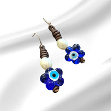 Load image into Gallery viewer, Women’s Natural Freshwater Pearls and Evil Eye earrings
