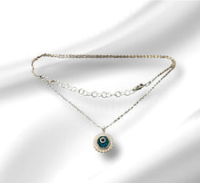 Load image into Gallery viewer, Women’s Evil Eye Sterling Silver adjustable necklace
