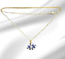 Load image into Gallery viewer, Women’s Evil eye 14 K Gold plated over Sterling silver adjustable necklace
