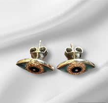 Load image into Gallery viewer, Women’s Evil eye sterling silver earrings
