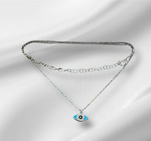 Load image into Gallery viewer, Women’s Evil eye adjustable sterling silver necklace
