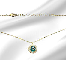 Load image into Gallery viewer, Women’s Evil eye 14 K Gold plated Sterling Silver adjustable necklace
