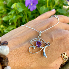 Load image into Gallery viewer, Women’s Natural Amethyst Eye of Horus on sterling silver necklace
