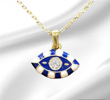 Load image into Gallery viewer, Women’s Evil eye 14 K Gold plated over Sterling silver adjustable necklace
