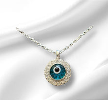 Load image into Gallery viewer, Women’s Evil Eye Sterling Silver adjustable necklace
