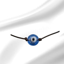 Load image into Gallery viewer, Women’s Evil eye on hand rolled leather adjustable necklace
