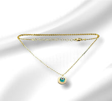 Load image into Gallery viewer, Women’s Evil eye 14 K Gold plated Sterling Silver adjustable necklace
