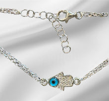 Load image into Gallery viewer, Women’s Evil Eye adjustable sterling silver bracelet
