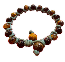 Load image into Gallery viewer, Women’s Natural Tigers eye and Onyx on genuine leather Mala bracelet
