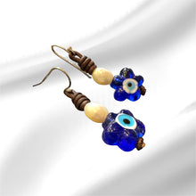 Load image into Gallery viewer, Women’s Natural Freshwater Pearls and Evil Eye earrings
