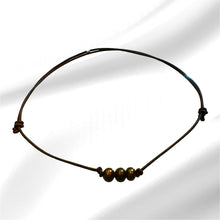 Load image into Gallery viewer, Women&#39;s copper color Natural Freshwater Pearl necklace on genuine hand rolled leather
