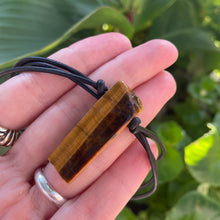 Load image into Gallery viewer, Natural Tigers Eye on genuine leather adjustable necklace
