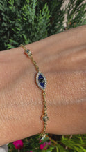 Load and play video in Gallery viewer, Women’s Evil Eye Sterling Silver adjustable bracelet
