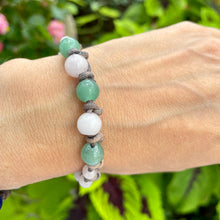 Load image into Gallery viewer, Women’s Natural Rose Quartz and Aventurine on genuine leather cord Mala bracelet
