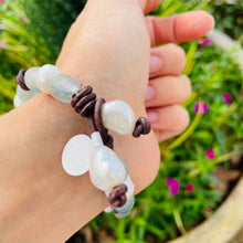 Load image into Gallery viewer, Women’s Natural Freshwater Pearls and African sea glass on genuine leather
