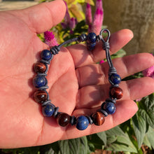 Load image into Gallery viewer, Men&#39;s bracelet with Natural Red Tiger’s Eye and Lapis Lazuli for Spiritual Healing
