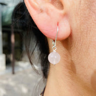 Women’s rose quartz earrings on sterling silver