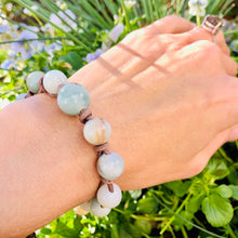 Load image into Gallery viewer, Women’s Amazonite on genuine antique grey leather bracelet
