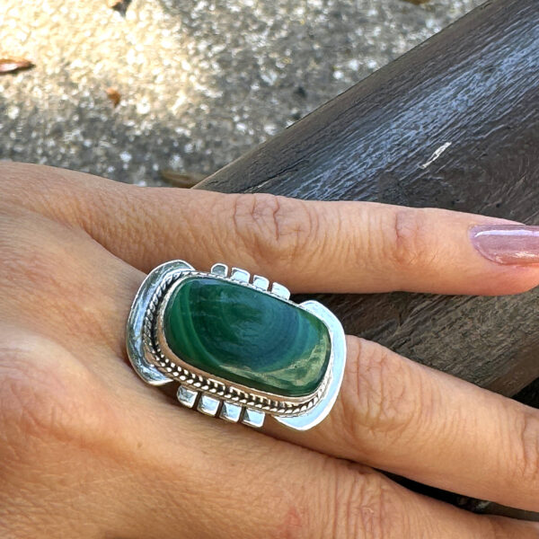 Malachite Sterling Silver Ring - Image 3