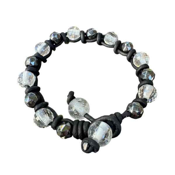 deep sea gypsy Clear Quartz and Hematite - Clarity and Strength Mala 1