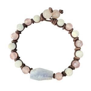 Rose Quartz, Monstone and Blue Lace Agate- Gentle Harmony Mala