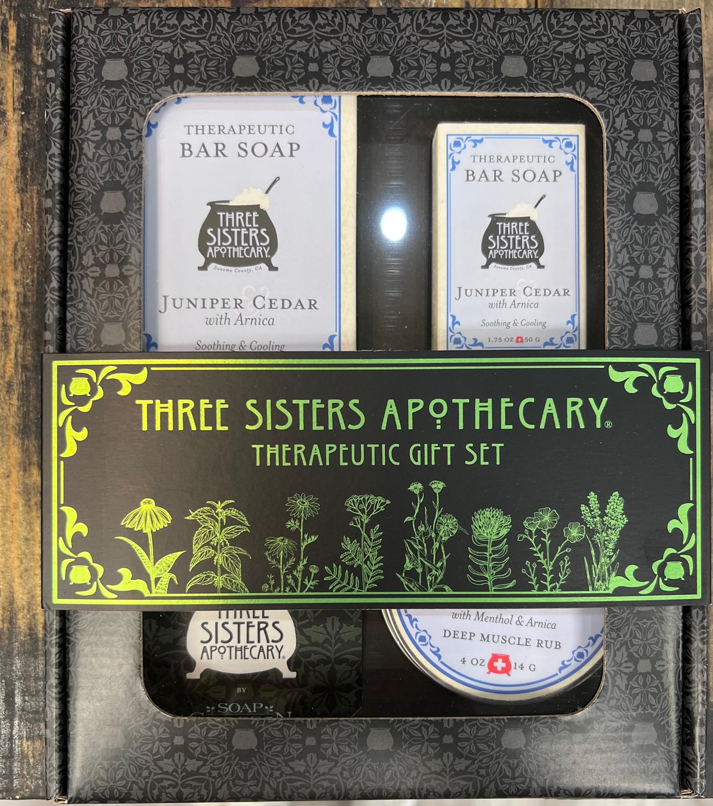 Three Sisters Apothecary Therapeutic Gift Set — Juniper Cedar & Arnica Relief