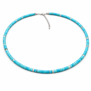 Turquoise Heishi Necklace | Surfer Style, Stainless Steel Clasp